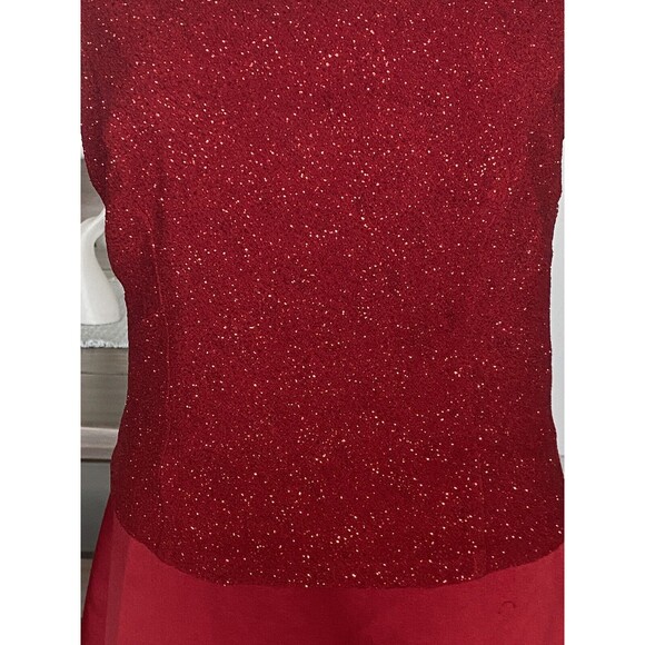 PATRA Formal Red Satin Formal Gown Size 12 Glittered Top Sleevless Wedding Prom - Picture 4 of 9